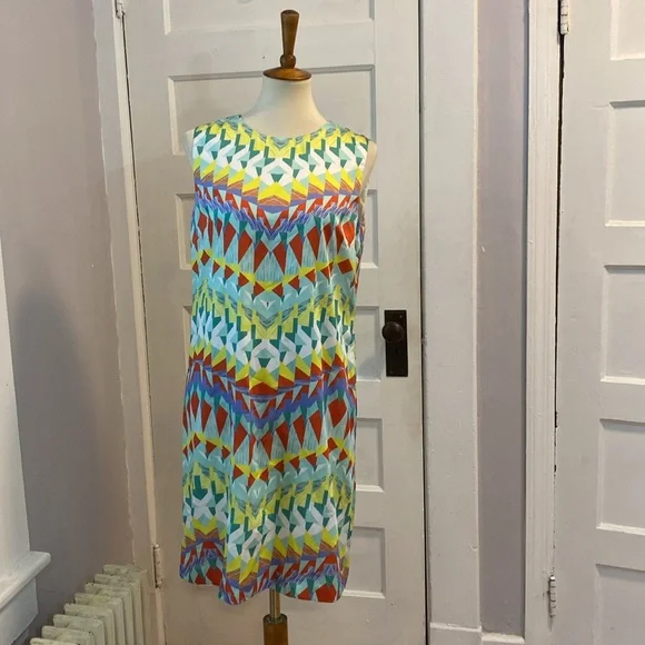 M by Missoni Geometric Print Abstract Sleeveless Shift Dress, Size 8 - Picture 4 of 14